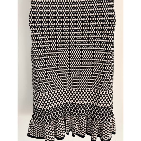 Classic Anne Klein Black & Ivory Geometric Midi Dress Size S - Picture 6 of 9